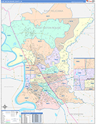 E. Baton Rouge County Wall Map Color Cast Style
